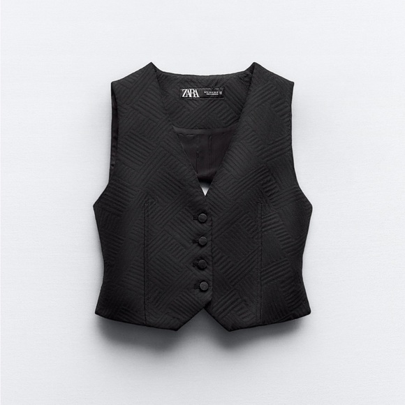 ZARA OPEN BACK JACQUARD VEST - Picture 1 of 10